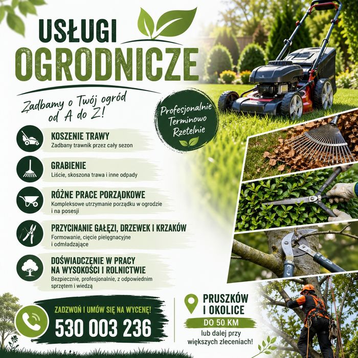 Usługi ogrodnicze, koszenie, grabienie, mycie kostki.