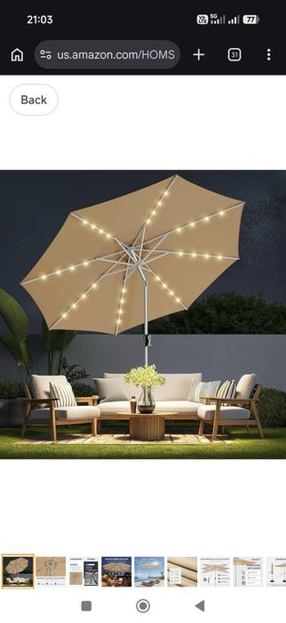 Parasol ogrodowy łamany beżowy 2.7m LED Solar Nowy Porządny Polecam