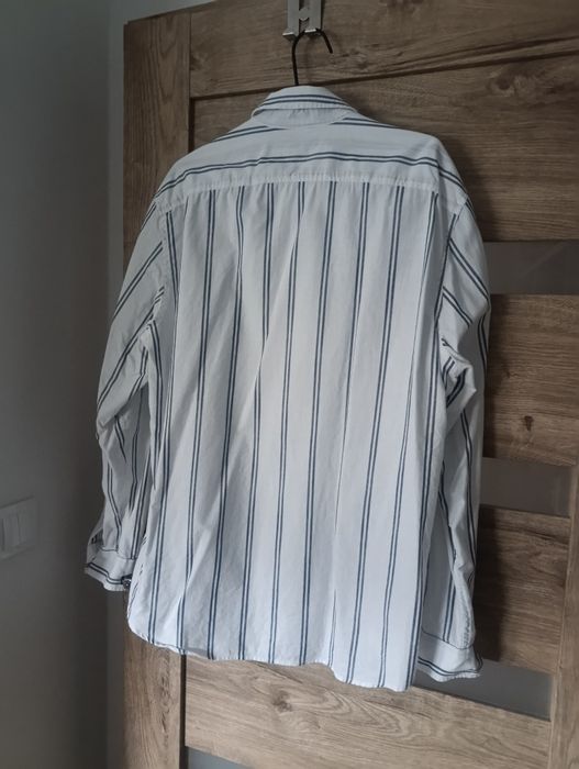 Koszula męska bawełniana niebieskie pasy XL