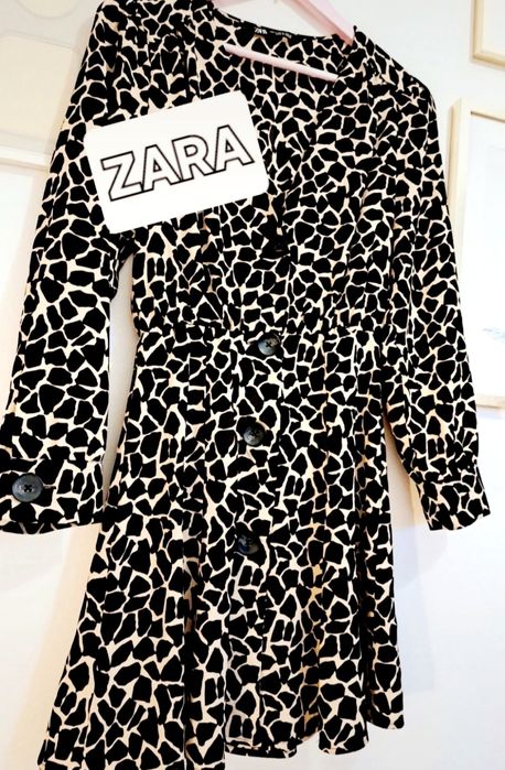 Sukienka, brąz czekoladowy w beżowe cętki, Zara. rozm. S