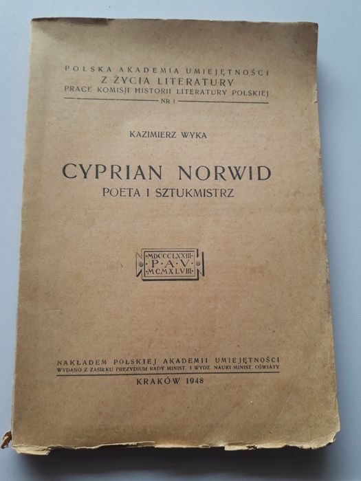 Kazimierz Wyka Cyprian Norwid poeta i sztukmistrz 1948 rok