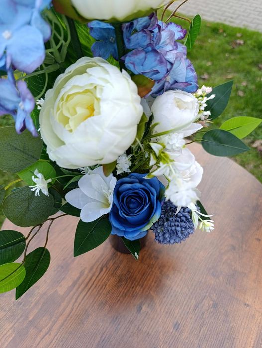 Komplet stroik wiązanka bukiet sztuczne kwiaty premium na grób pomnik