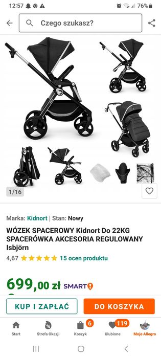 Wózek spacerowy z funkcją spania