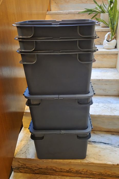 5 caixas arrumação azuis