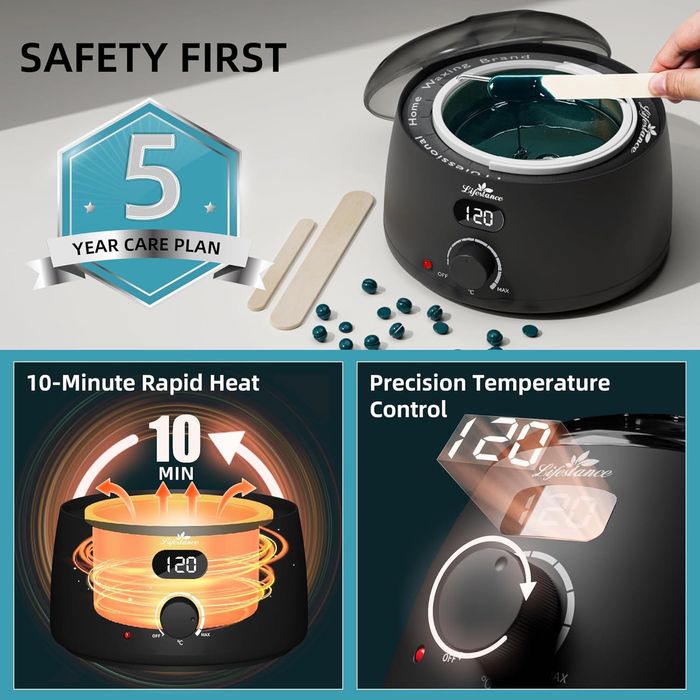 Zestaw do depilacji woskiem Lifestance wosk + podgrzewacz