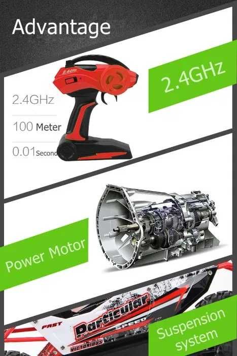 Carro Telecomandado Grande 1:12 Todo-o-Terreno 4x4 com LED NOVO