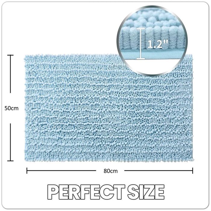 Tapete Shaggy Chenille, para casa de banho (50x80 cinza) , macio