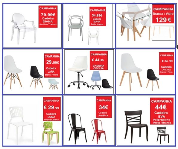 Cadeira MARA metálica antracite ou vermelha