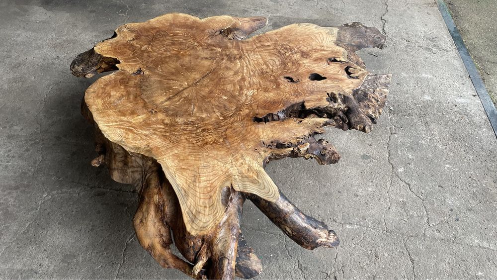 Ława jesionowa, stolik kawowy185x185 cm, monolit, unikat