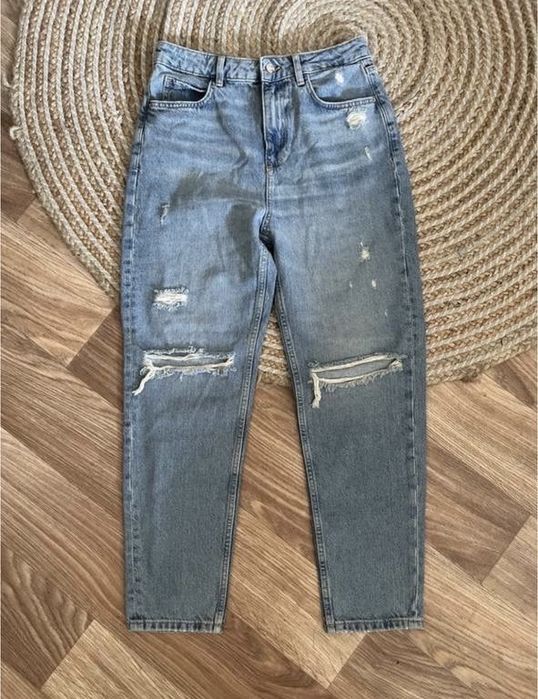 Джинси zara штани джинсы baggi баггі прямі кльош леопардові