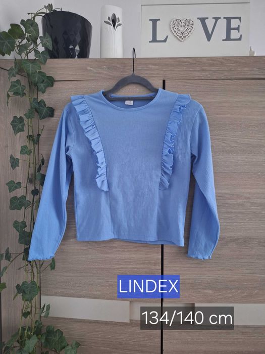 Nienieska bluzka z falbanką Lindex 134/140 cm