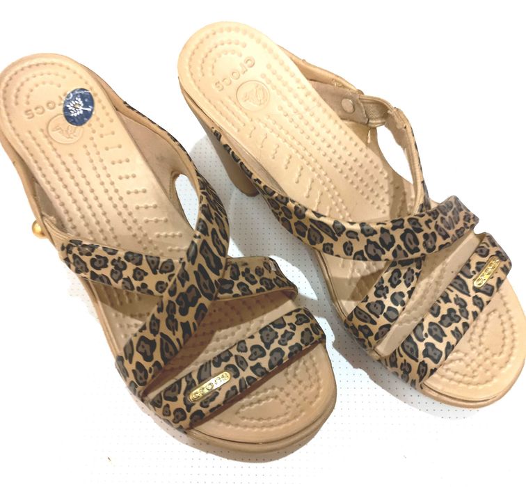 Сабо Crocs 5(36)р. Леопардовые тапочки шлепки