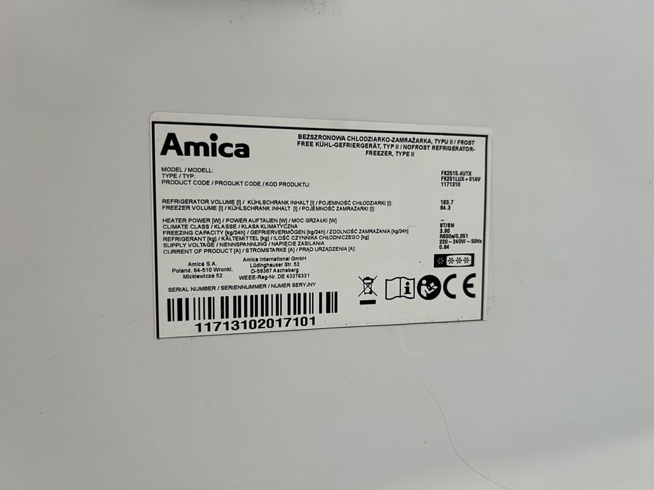 Lodówka Amica 170 cm