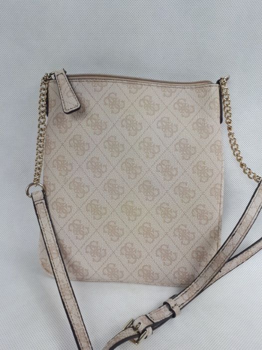 Nowa beżowa listonoszka GUESS monogram torebka mała