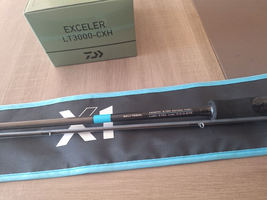 Conjunto ligth spinning, cana Favorite X1, carreto Daiwa Exceler 3000
