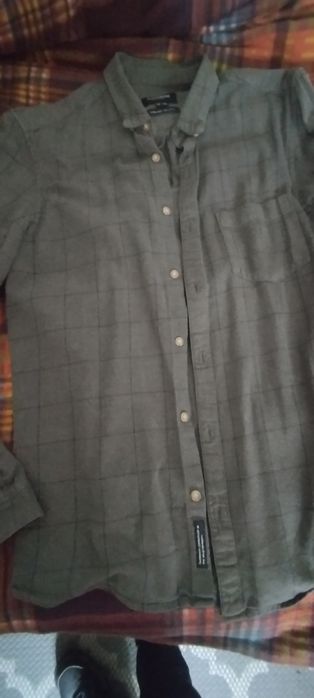Camisa flanela cinza escuro Pull & Bear tam M