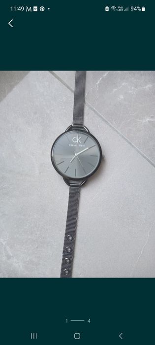 Zegarek czarny metalowa bransoleta