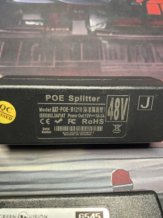 POE Splitter 48V → 12V Green Vision MT-POE-B1210 IEEE 802.3af/at