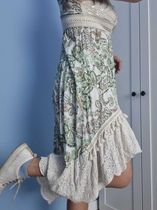 Asymetryczna sukienka boho etno bawełna wiskoza