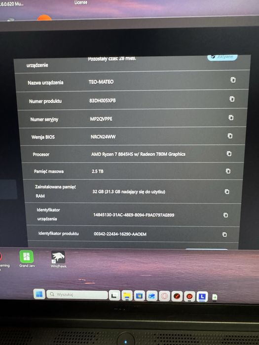 Laptop gamingowy lenovo legion slim 5