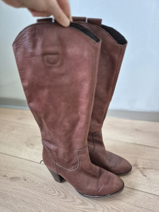 Skórzane wysokie kozaki damskie 38 używane