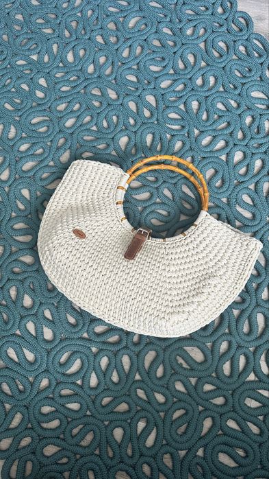 Сумка вʼязана макраме, handmade плетена, біла молочна, пляж