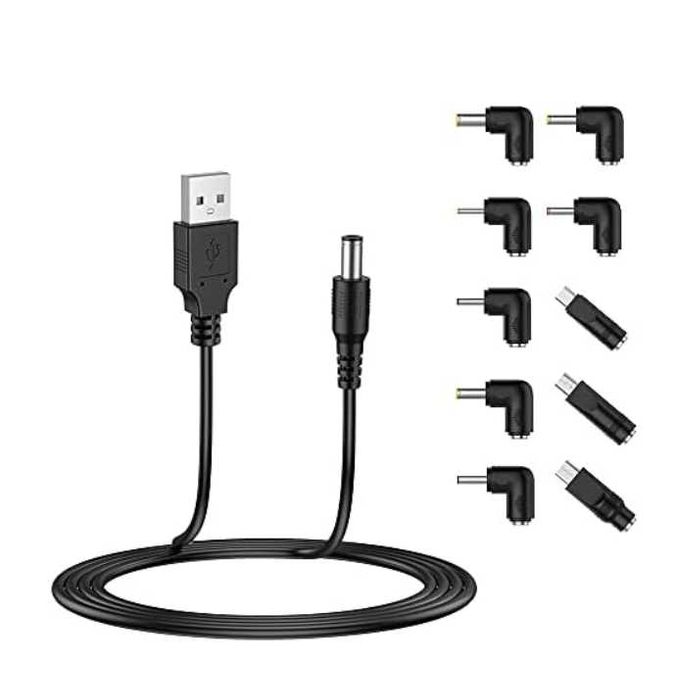 LIANSUM Wtyczka USB do DC 5,5 x 2,1 mm, długość: 5 stóp (1,5 metra)