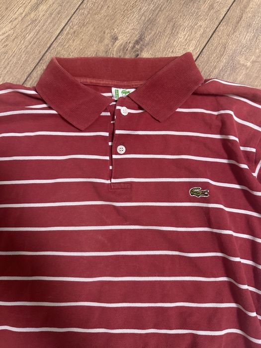 Поло Lacoste у червону смужку M