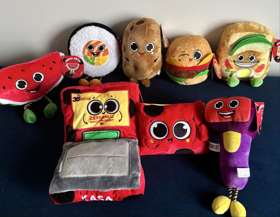 Biedroniaki zestaw 8 nowych biedroniaków kasa skaner portfel pluszaki