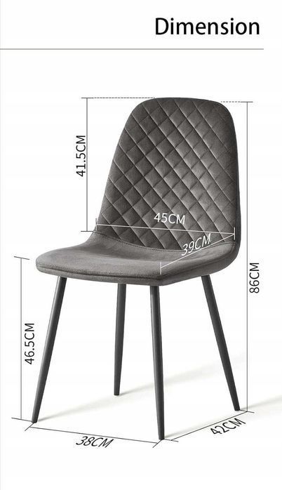 Krzesła do jadalni JYMTOM,welurowe,4szt, szare,loft skandynawski #5799