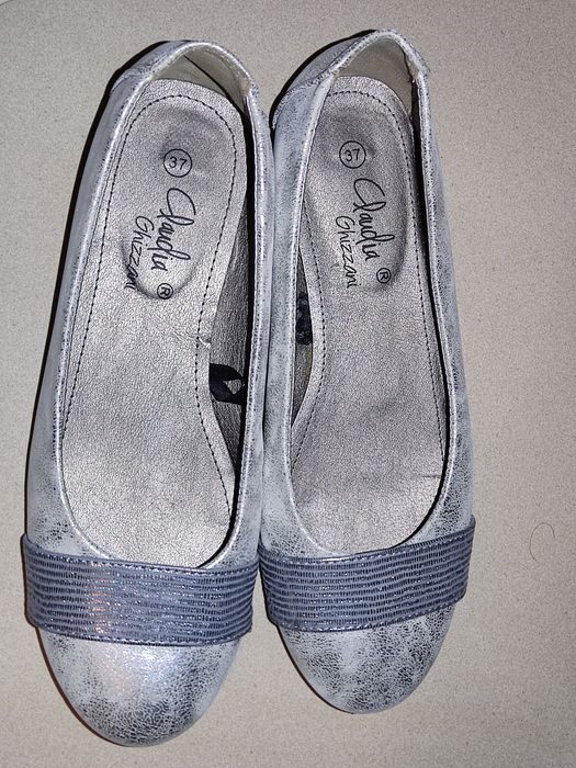 Claudia Ghizzani baleriny buty na jesień srebrne r.37