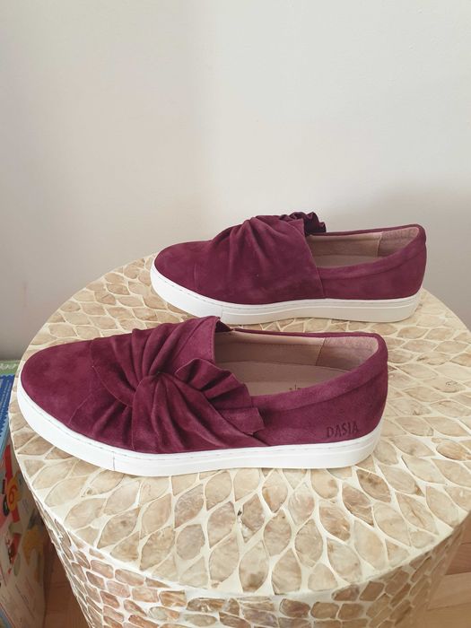 Buty mokasyny Dasia burgundowe 38 skóra trampki bordowe