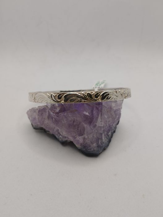 Srebrna sztywna bransoletka, próba 830, średnica 6,5 cm