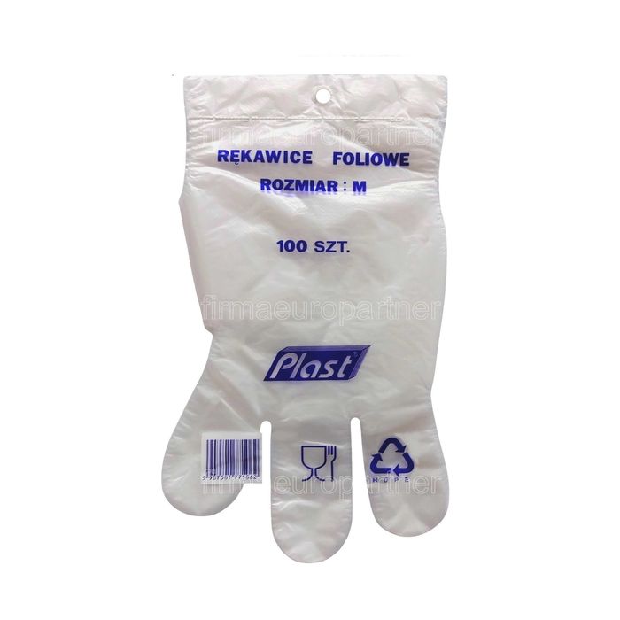 Rękawice foliowe Rękawiczki jednorazowe Plast zrywki 100 opak|rozm. M'
