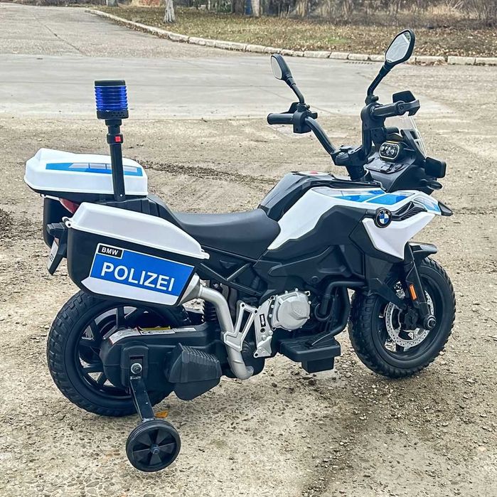Duży motor na akumulator POLICJA F850 2x45W miękkie koła kogut