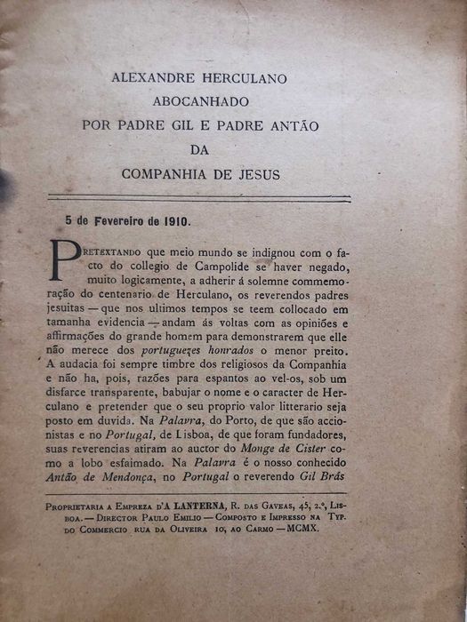 Alexandre Herculano abocanhado por Padre Gil da Companhia de Jesus