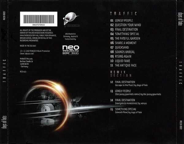 Days Of Fate cd Traffic synthpop               folia