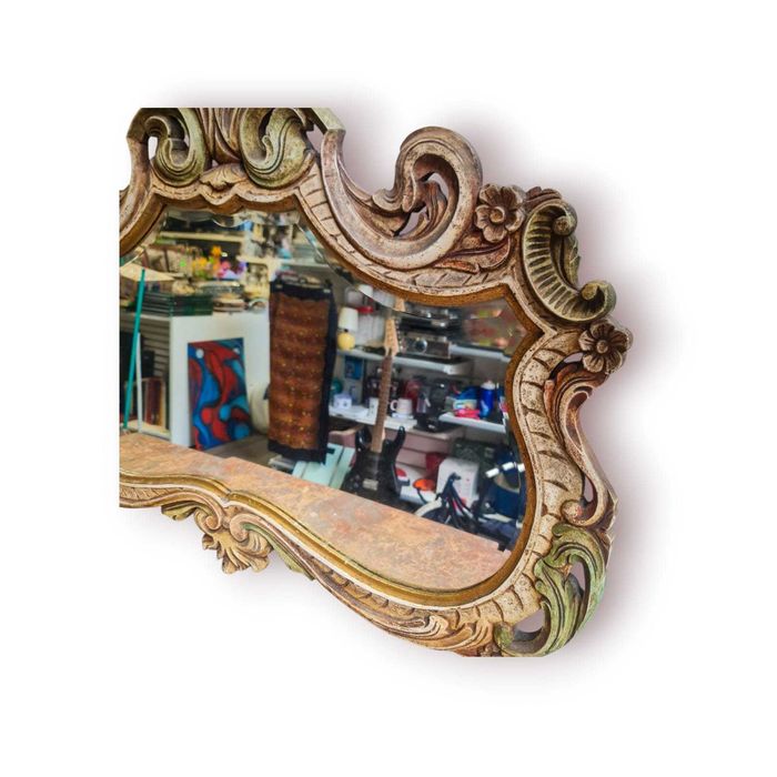 Consola c/ Espelho Estilo Rococó (Revival séc. XX) — Madeira Entalhada