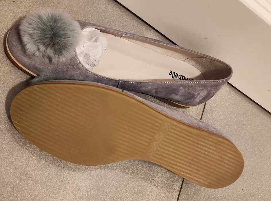 Buty damskie z pomponem Stan nowy Anabelle Baleriny Rozm 39 Kolor