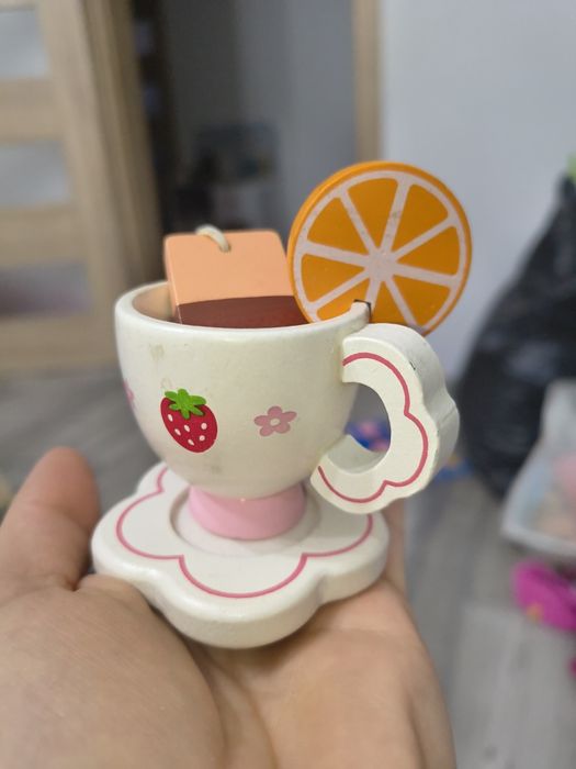 Drewniany zestaw serwis do herbaty dla dziewczynki