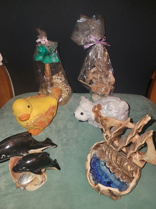 Декор, фигурки из ракушки, пепельница, копилка, статуэтка кораблик, де