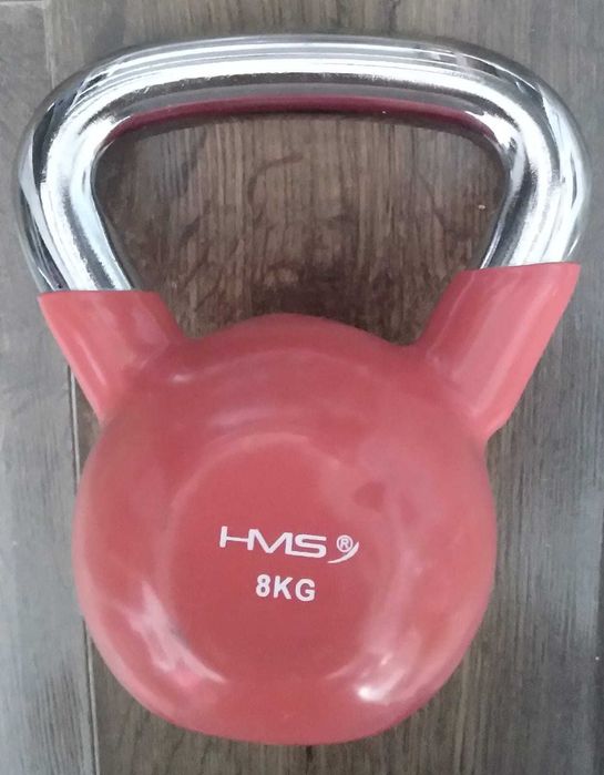 KETTLEBELL żeliwny pokryty winylem czerwony HMS 8 kg