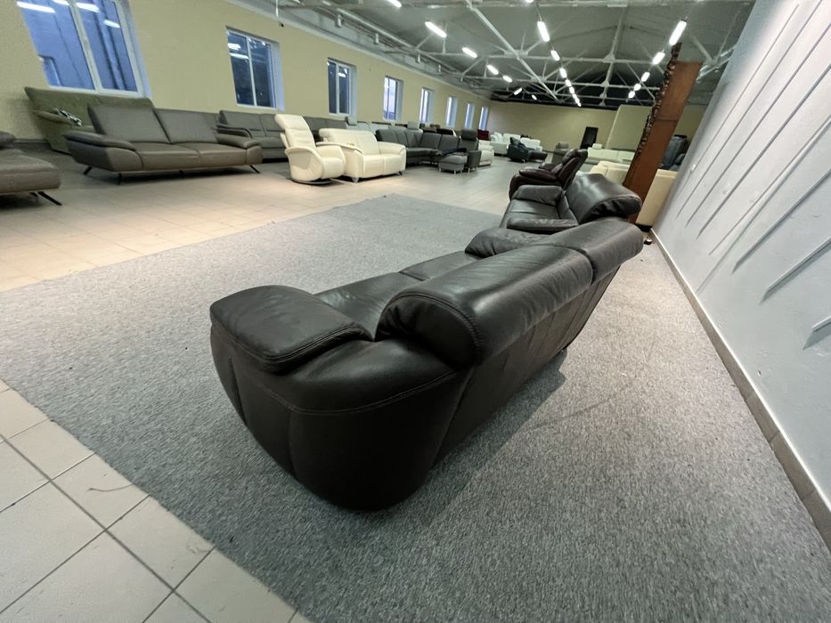 Шкіряний диван трійка двійка коричневий нерозкладний