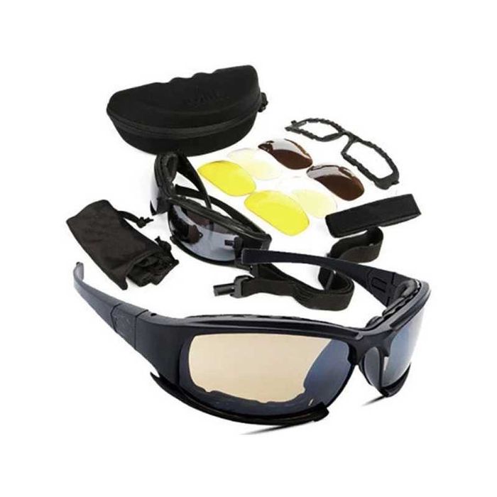 Óculos Tácticos Polarizados de Haste com 4 Lentes Intermutáveis
