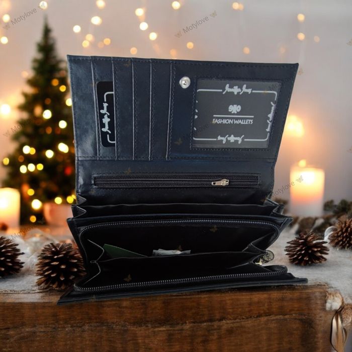 Portfel damski ze skóry ekologicznej czarny.