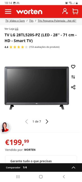 TV LG 28TL520S-PZ (LED - 28'' - 71 cm - HD - Smart TV)