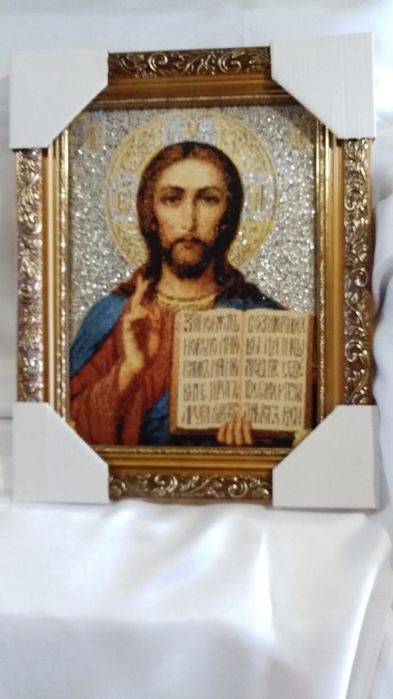 Венчальная пара икон  гобелен "Спаситель и Божья Матерь".