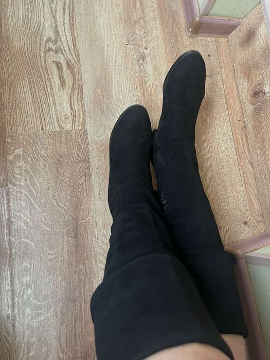 Батфорди сапожки на низькому каблуку, замшові Чоботи 39р, 25,5см.