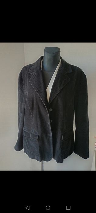 Kurtka sztruksowa wiatrówka czarna zapinana na guziki retro Basic