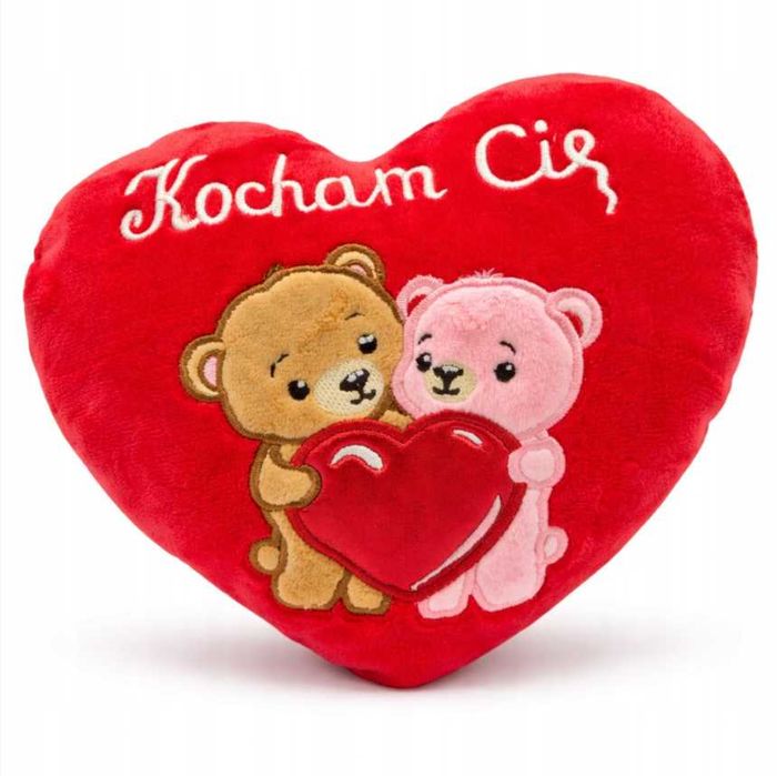 Poduszka serce „Kocham Cię” – dwa misie | maskotka walentynkowa